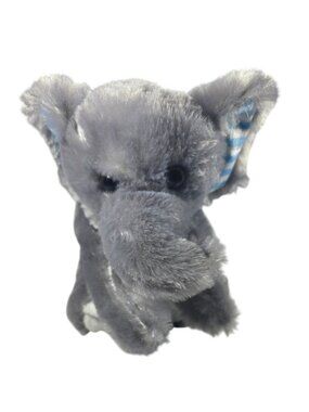 Gray Plush Elephant Stuffed Toy Goffa 100% Polyester For Ages 3+ Striped Ears